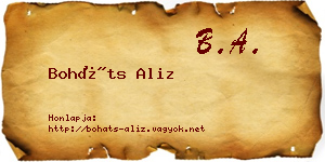 Boháts Aliz névjegykártya